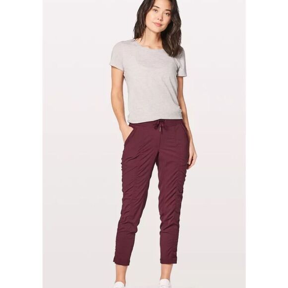 Lululemon Athletica Womens Drawstring Unlined Street To Studio Pants II Maroon S - Picture 1 of 8